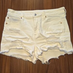 American Eagle White Ripped Shorts Size 10